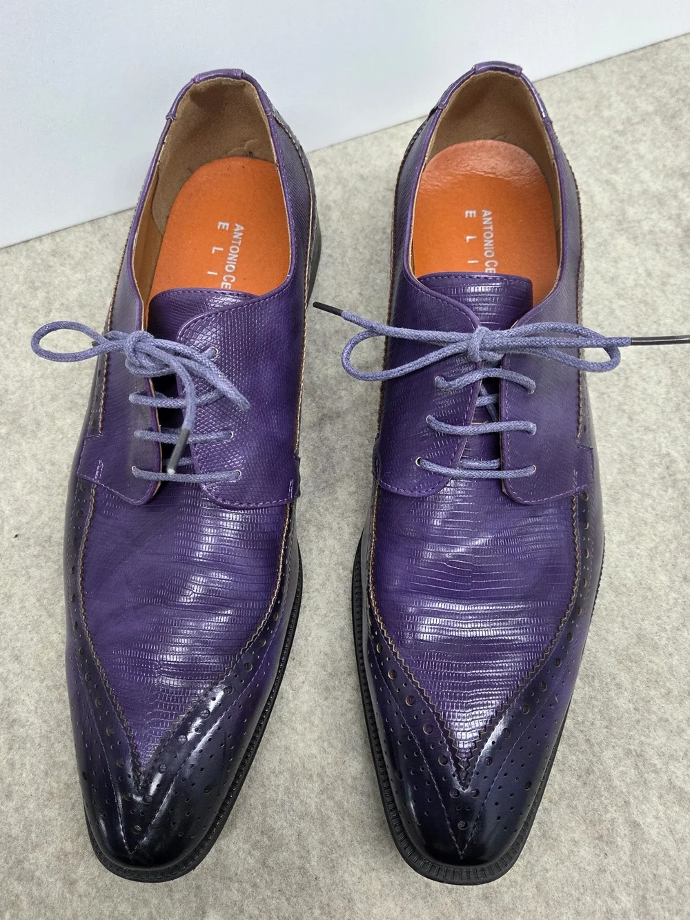 Antonio Cerelli Elite Oxford Men's 12 Purple Wingtip Cyber-Dandy Maximalist